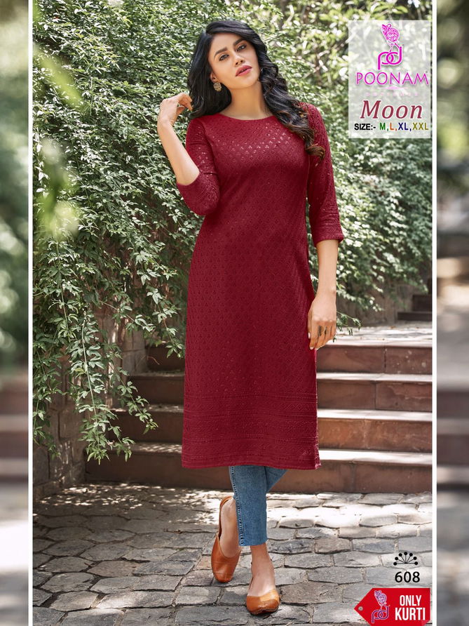 Poonam Moon 601 Series Designer Kurtis Catalog
